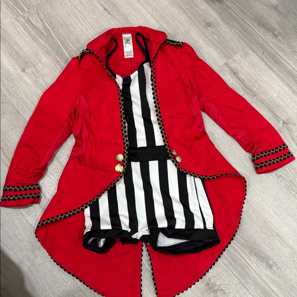 Ring leader or pirate theme Red & Black Striped Kids dance costume